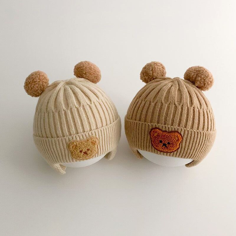 Winter Baby Beanie Cap Cartoon Bear Ear Protection Knitted Hat for Toddler Boys Girls Cute Korean Warm Kids Crochet Hats Gorros ShopOnlyDeal