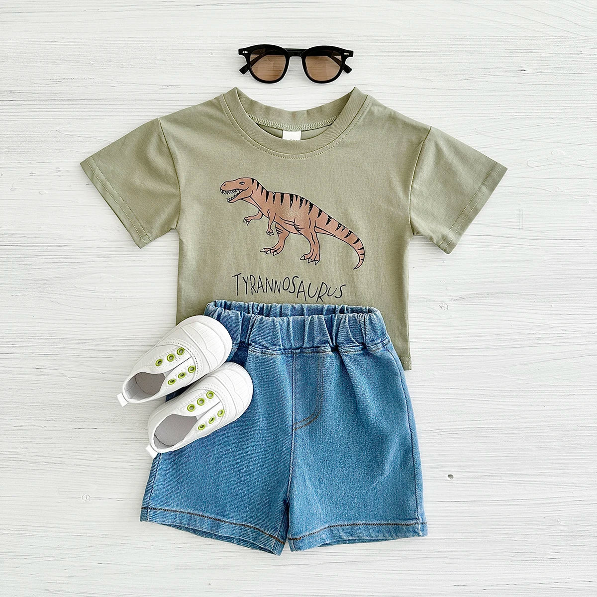 New Set Summer Baby Boy Clothes Cartoon Cotton T-shirt Short Sleeved+shorts Dinosaur Print Girl Clothes 0-3 Years Child Newborn ShopOnlyDeal