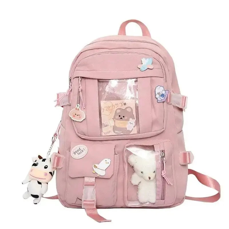 Popular Pink Purple Color Girls High School Student Backpack Bags ShopOnlyDeal