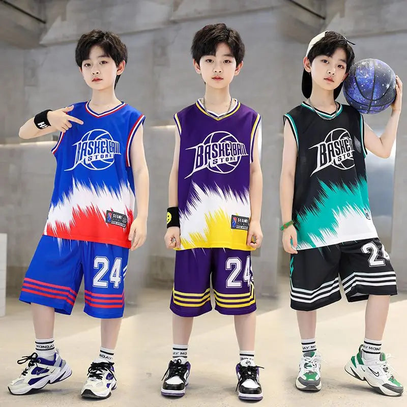 Boys Basketball Sports Suits | Quick-Dry Sleeveless Vest + Shorts 2-Pcs Sets | Kids Sports Outfits for 4-14 Years ShopOnlyDeal