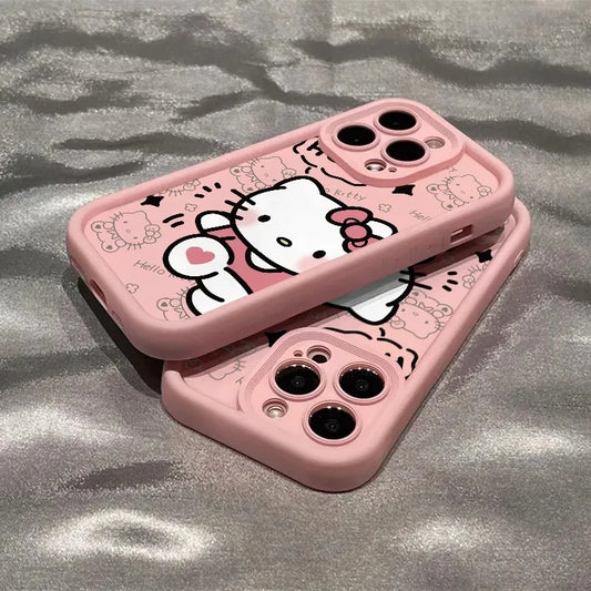 Sanrio Ins Hello Kitty Phone Case For Iphone 15 14 13 11 12 Pro Max Plus X XR XS 7 8 Plus Y2k Girl Clear Gift Silicone Anti-fall ShopOnlyDeal