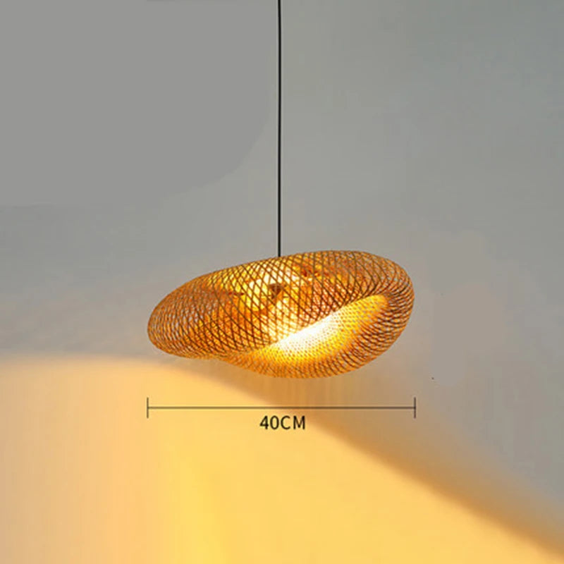 ZK20 Bamboo Weaving Chandelier Lamp 60/50/40cm Hanging LED Ceiling Light Pendant Lamp Fixtures Rattan Woven Home Bedroom Decors ShopOnlyDeal