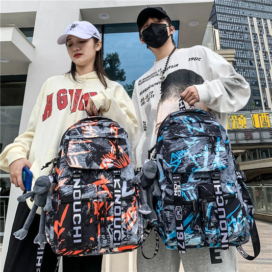Men's Women's Casual Travel Large Capacity Graffiti Oxford Cloth Material Breathable Wear Resistant Water Repellent Backpack ShopOnlyDeal