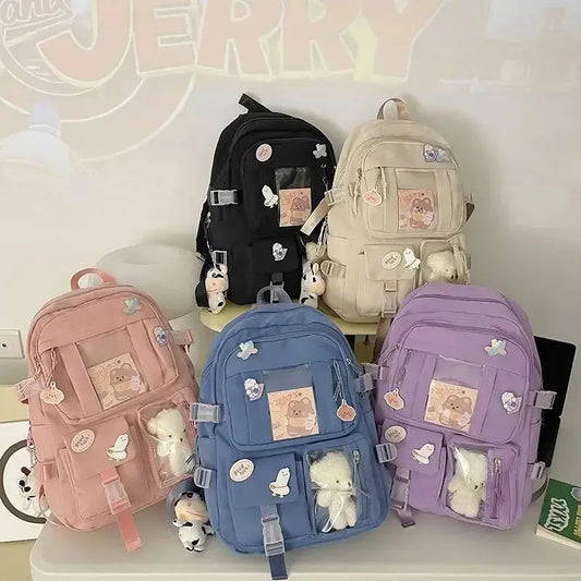 Popular Pink Purple Color Girls High School Student Backpack Bags ShopOnlyDeal