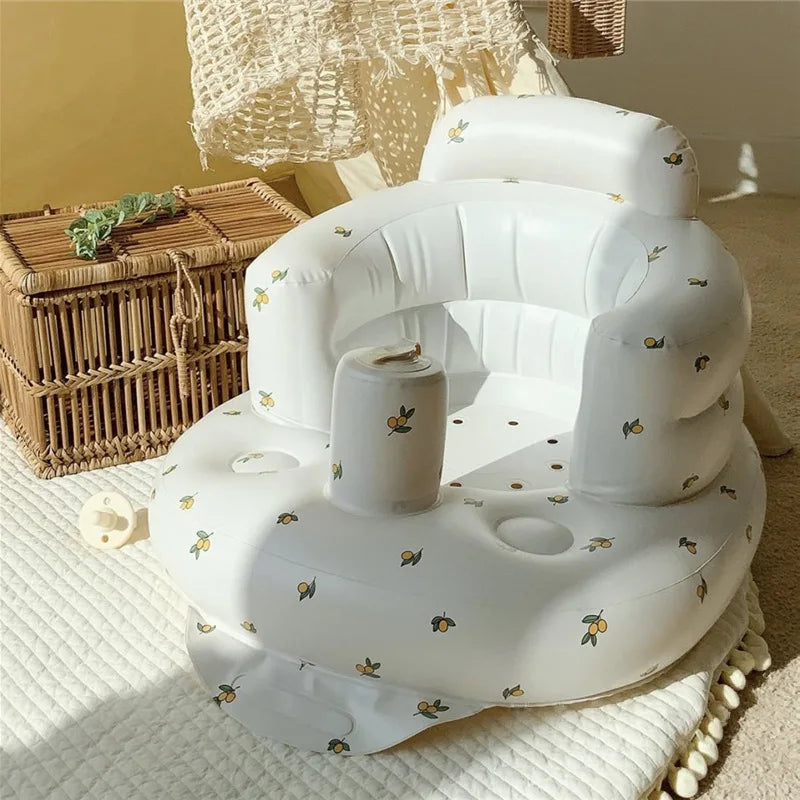 Infant Shining Baby Inflatable Sofa Children Puff Portable Bath Chairs PVC Multifunctional Seat Practice Sitting Bath Stool ShopOnlyDeal