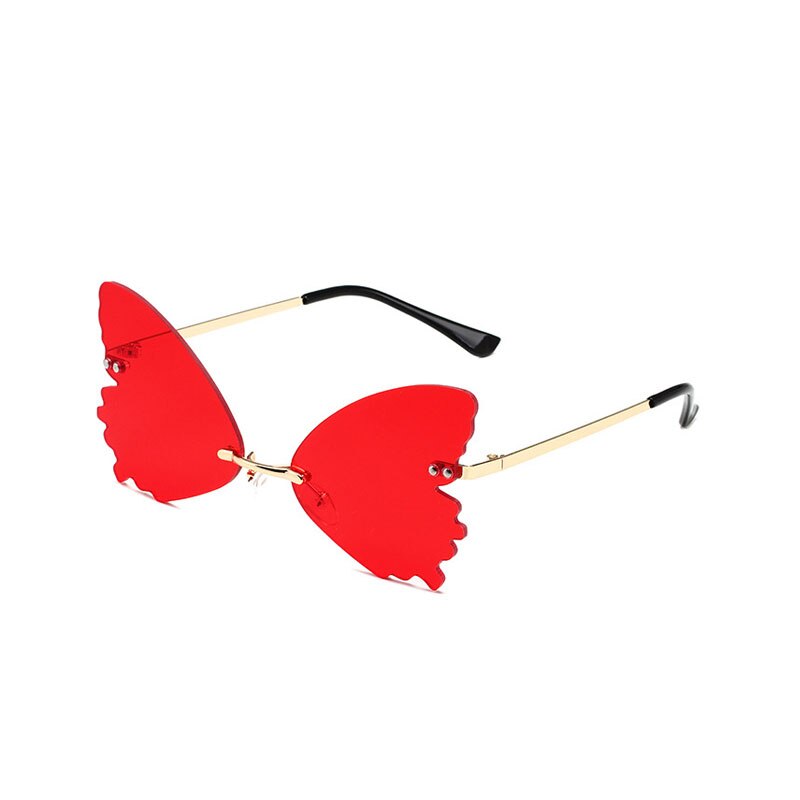 2022 Vintage Dragonfly Wings Sunglasses Fashion Rimless Women Clear Lens Eyewear Men Pink Sun Glasses UV400 Eyewear Female ShopOnlyDeal