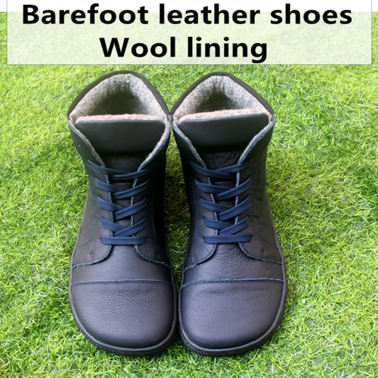 Barefoot Leather Boots With Wool Linning Inside For Women  man Zero Drop Wider Toes Box ShopOnlyDeal