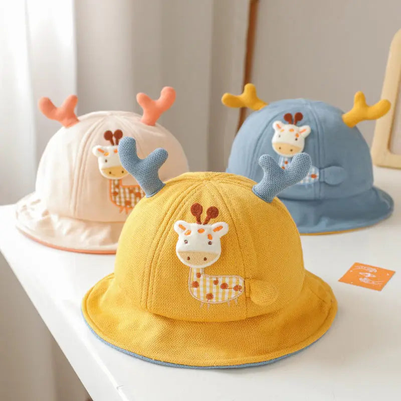 New Baby Bucket Hat With Ears Cute Cartoon Animals Baby Boy Girl Sun Cap Infant Toddler Fisherman Hat ShopOnlyDeal