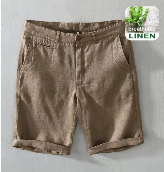 Summer New 100% Linen Casual Shorts Men Clothing Slim Solid Color Streetwear Pants Oversize B8216 ShopOnlyDeal