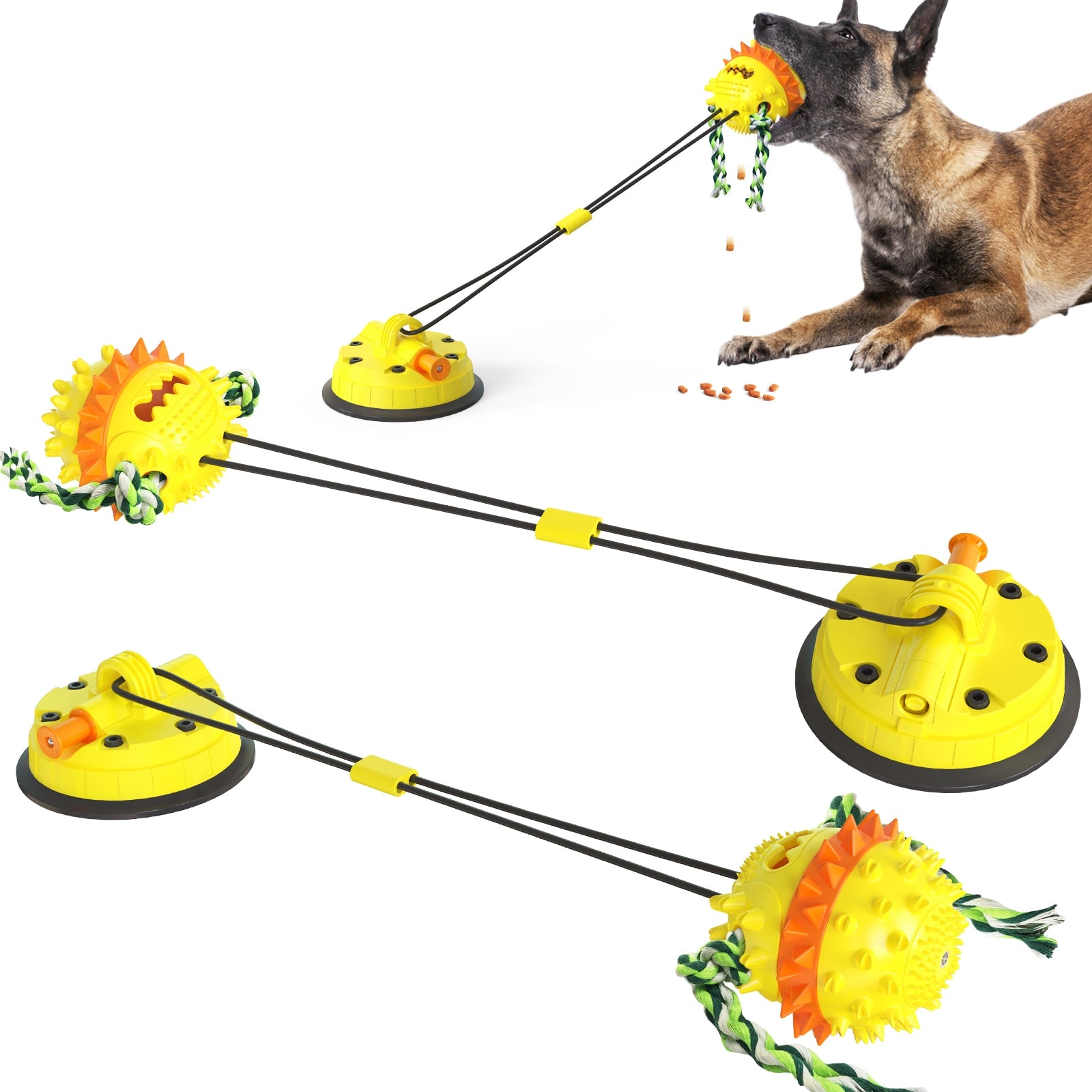 Pet Dog Toys Double Suction Cup Tug Chew Toy Dogs Push Ball Pet Tooth Cleaning Dog Toothbrush for Puppy Large Dog Molar Bite Toy ShopOnlyDeal