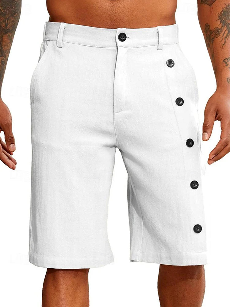 Leisure Breathable Mens Cotton Linen Shorts 2024 Summer Streetwear Men Casual Loose Straight Short Pant Buttoned Shorts For Male ShopOnlyDeal