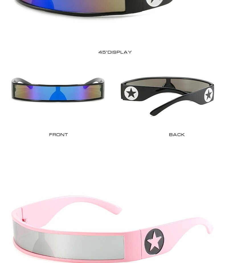 Y2K Sunglasses: Vintage Star Pentagram Shape | Wrap Around Narrow Frame | Punk Sun Glasses | Fashion Trendy Futuristic Shades ShopOnlyDeal