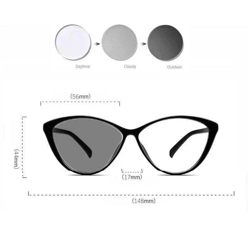 Outdoor Photochromic Sunglasses for Myopia Glasses Vintage Cat Eye Anti Blue Light Near-sight Eyeglasses Finished Minus Eyewear ShopOnlyDeal