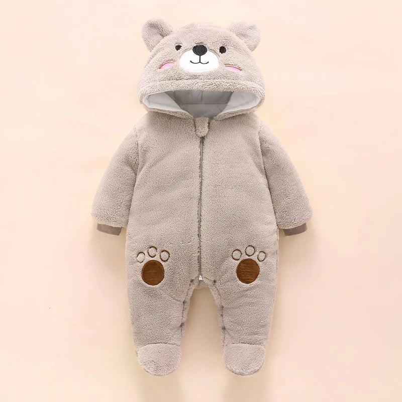 0-12M Baby Rompers Cute Bear Toddler Girls Overall Jumpsuit Winter Warm Hooded Cotton Baby Boys Romper Infants Crawling Clothing ShopOnlyDeal