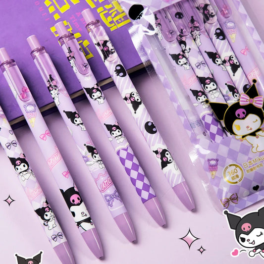 5pcs Kawaii Sanrio Gel Pen Kuromi Melody Hello Kitty Cinnamoroll Pressing Gel Pen for Girls Students School Supplies Stationery ShopOnlyDeal