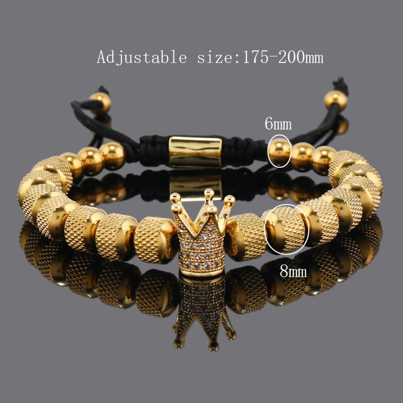 Luxury Crown Charms Stainless Steel Beads Man Bracelet Women Hand Jewelry Father's, Valentine's Day Gift ShopOnlyDeal