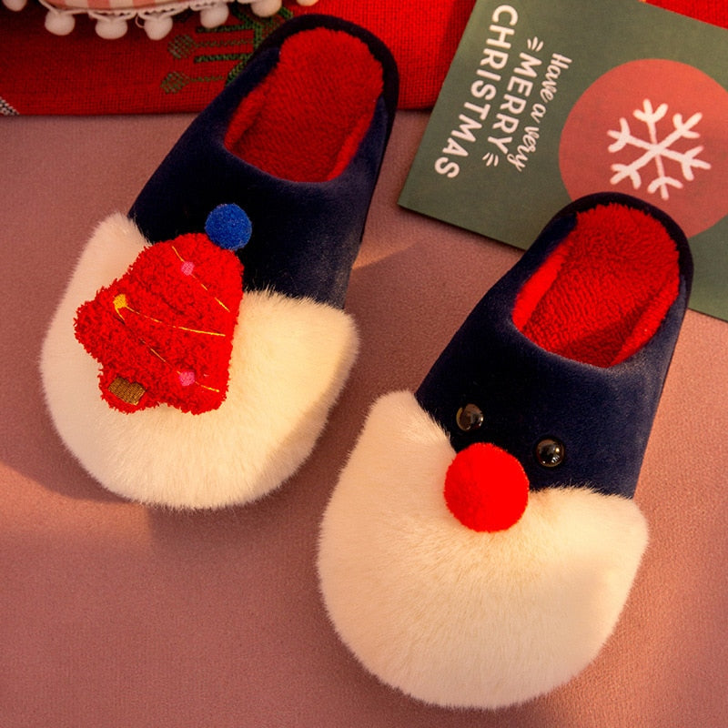 2023 Christmas Cotton Slippers for Women Men Winter Warm Shoes Soft Plush Cute Cartoon Couples Indoor Home Floor Footwear ShopOnlyDeal