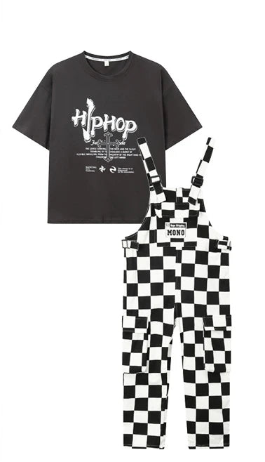 Boys Hip Hop Plaid Loose Overalls Girls Cargo Pants Kids Dungaree Joggers Child Jumpsuit Street Dance Romper Teen Streetwear ShopOnlyDeal