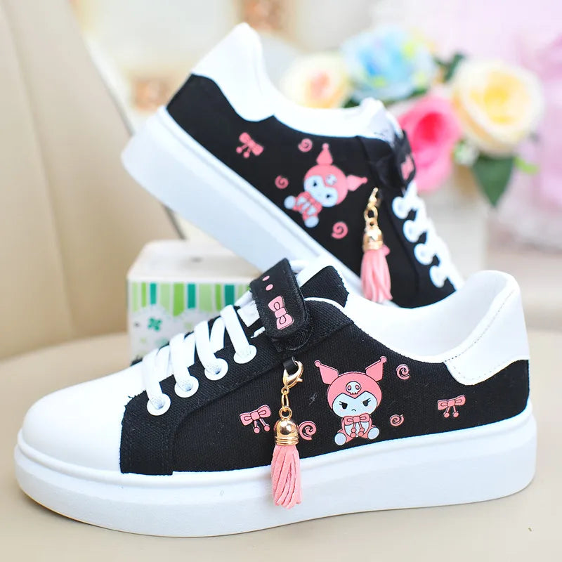 Sanrio Kuromi girl canvas shoes 2023 spring autumn sports shoes children's soft-soled sneakers student skate shoes casual shoes ShopOnlyDeal