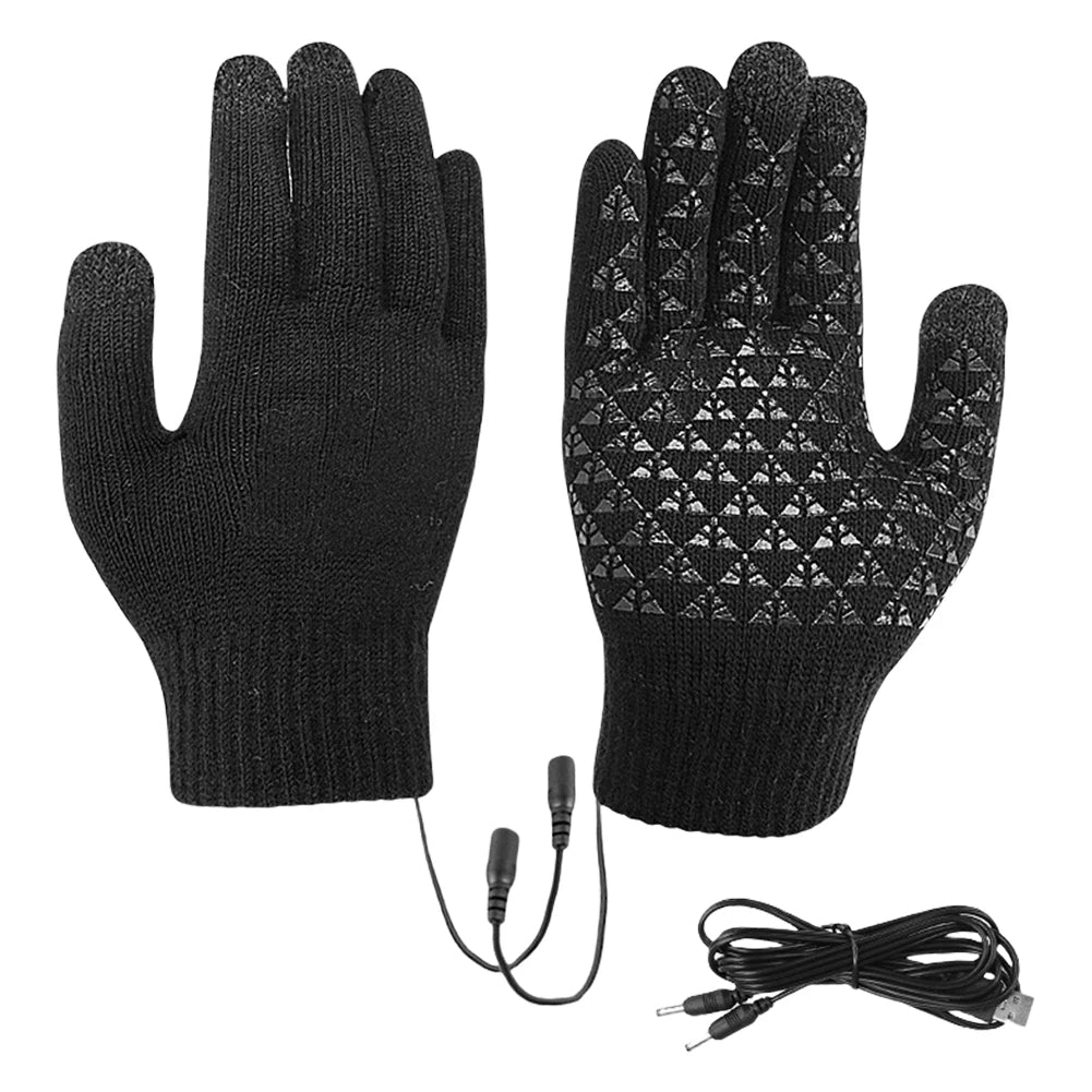 USB Winter Electric Warming Gloves Waterproof Leather Heating Gloves Soft Winter Outdoor Warm Gloves for Fishing Riding Cycling ShopOnlyDeal