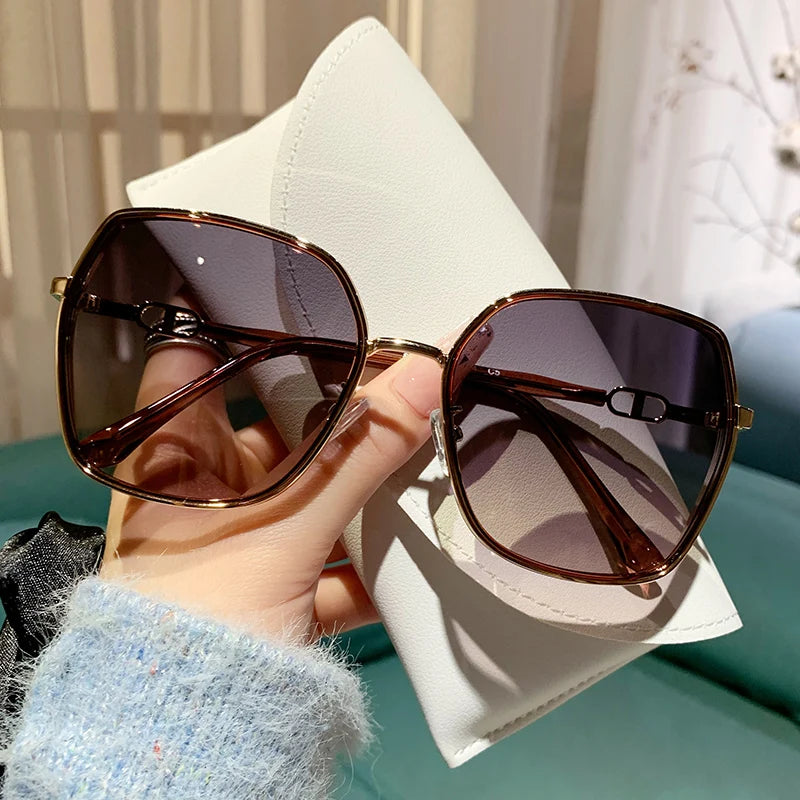 New Fashion Polarized Sunglasses Women UV400 Gradient Lens Sun Glasses Oversized Retro Square Luxury Brand Oculus ShopOnlyDeal