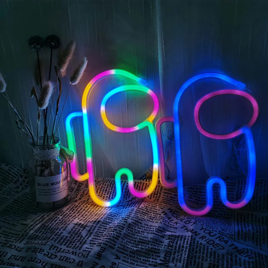 LED Neon Lamp Sign Astronaut Game Lamp Neon Wall Lights Night Light for Room Holiday Party Decor Cool Birthday Christmas Gift ShopOnlyDeal