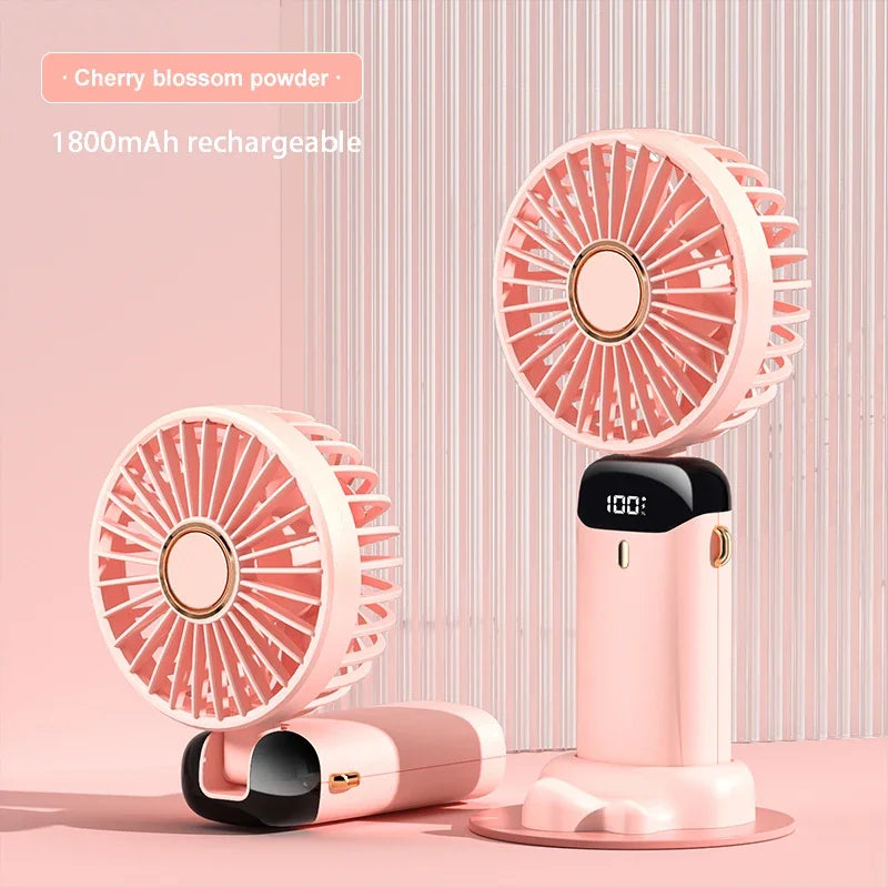 Portable Mini Fan USB Rechargeable Handheld Foldable Fan Air Conditioner Small Fan Cooler with LED Digital Display ShopOnlyDeal