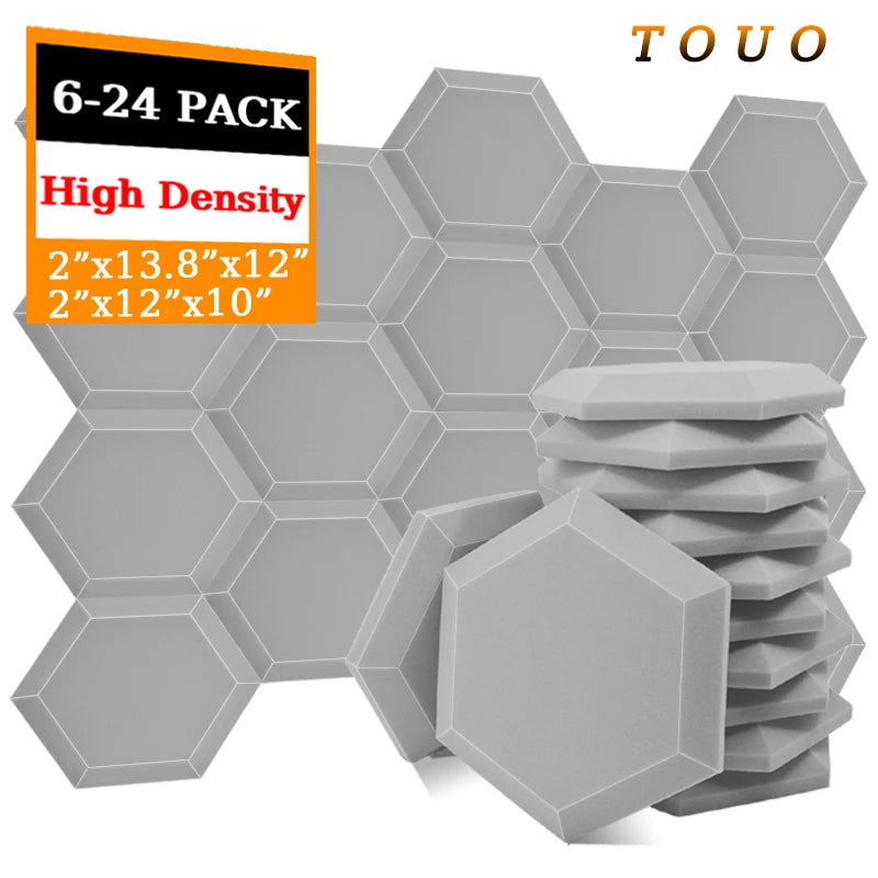 TOUO Hexagonal Acoustic Foam 6/12/24 Pcs Sound Foams Studio Acoustic Treatment High Density Wall Soundproofing Home Decoration ShopOnlyDeal