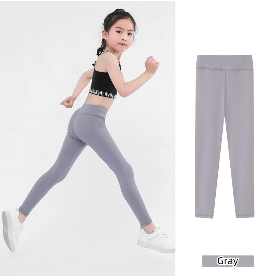 Active Star Girl's High-Waist Sports Leggings | Cotton Spandex Bobbi Running & Yoga Pants | Spring/Autumn Gym Tights for Kids ShopOnlyDeal