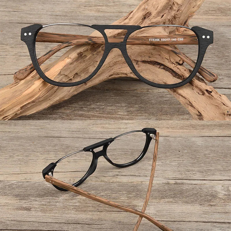 Wooden Myopia Glasses Frame | Retro Round Optical Prescription Eyeglasses Frame | Distinctive Spectacle Frames for Men and Women ShopOnlyDeal