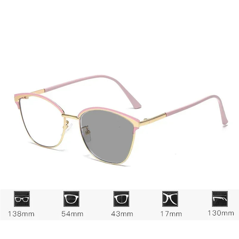 Cat Eye Frame Myopia Glasses Unisex Color Chaging Ladies Near Sight Eyeglasses Finished Prescription Sunglasses Eyewear Diopter ShopOnlyDeal