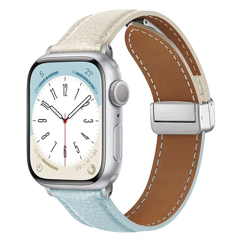 Leather Magnetic Buckle Strap for Apple Watch 8 45mm 41mm Ultra 49mm Geniune Leather Band for iWatch Series 7 6 5 38mm 41mm 40mm ShopOnlyDeal