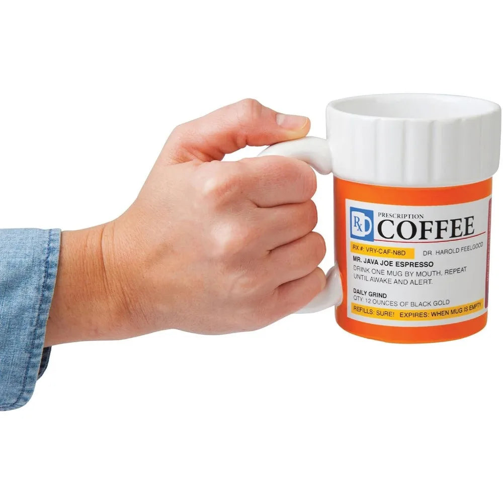 The Prescription Coffee Mug | Hilarious 12 Oz Ceramic Milk Cup in the Shape of a Pill Bottle | Perfect for Home or Office ShopOnlyDeal