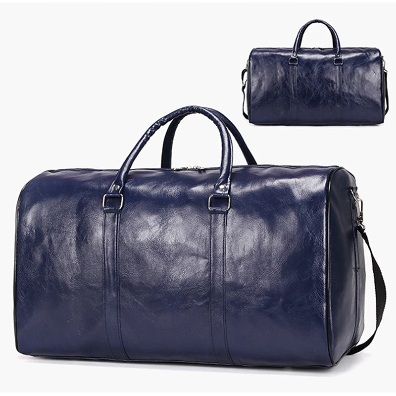 Leather Travel Bag Large Duffle Independent Big Fitness Bags Handbag Bag Luggage Shoulder Bag Black Men Fashion Zipper Pu ShopOnlyDeal