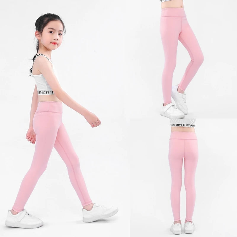 Active Star Girl's High-Waist Sports Leggings | Cotton Spandex Bobbi Running & Yoga Pants | Spring/Autumn Gym Tights for Kids ShopOnlyDeal