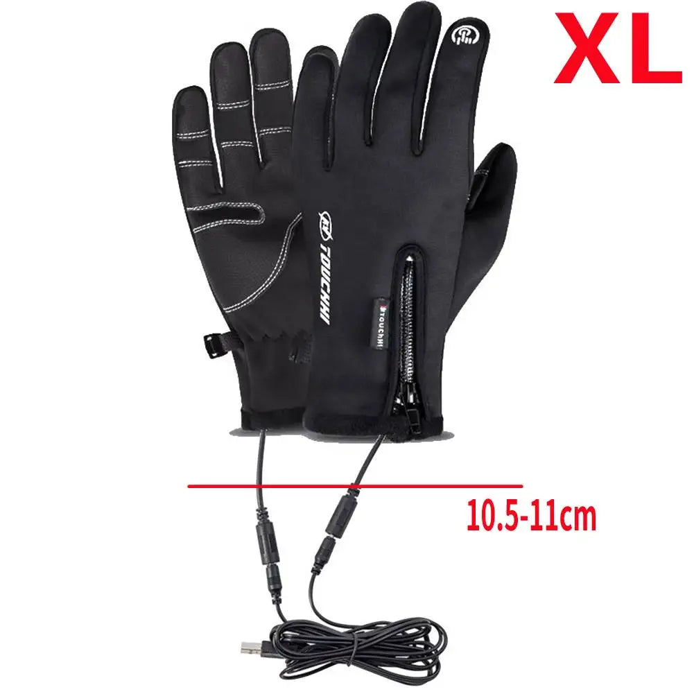 USB Winter Electric Warming Gloves Waterproof Leather Heating Gloves Soft Winter Outdoor Warm Gloves for Fishing Riding Cycling ShopOnlyDeal