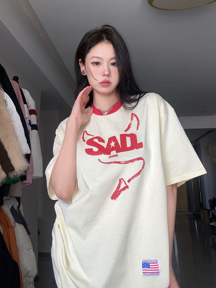 Harajuku Demon T-shirts Women Kawaii Oversized Graphic Japanese Y2k Streetwear Short Sleeve Tees Korean Fashion Tops Devil Wings Angel ShopOnlyDeal