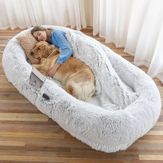 Human Dog Bed, 71''x45''x12'' Size Fits You and Pets, Washable Faux Fur Dog Bed for People Doze Off, Napping Orthopedic Dog Bed ShopOnlyDeal