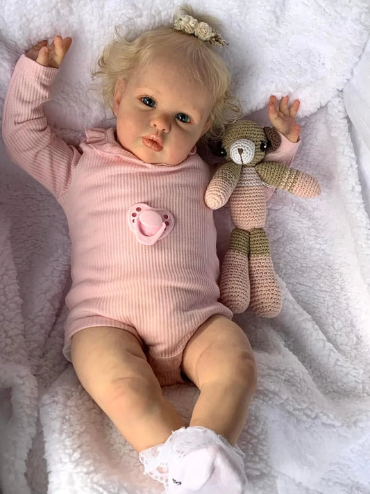 NPK 24Inch  Reborn ellie Baby Doll  Toddler Newborn Doll Princess Girl Lifelike Soft Touch 3D Skin Art Doll with Hand Root Hair ShopOnlyDeal