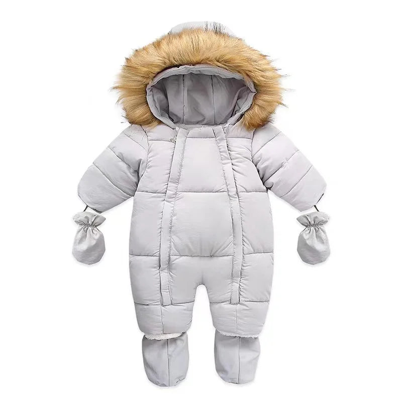 -30℃ Plus Thick Velvet Rompers Baby Padded Warm Bodysuits Clothes Winter Infant Waterproof Hooded One-Pieces Girls Boys Overalls ShopOnlyDeal