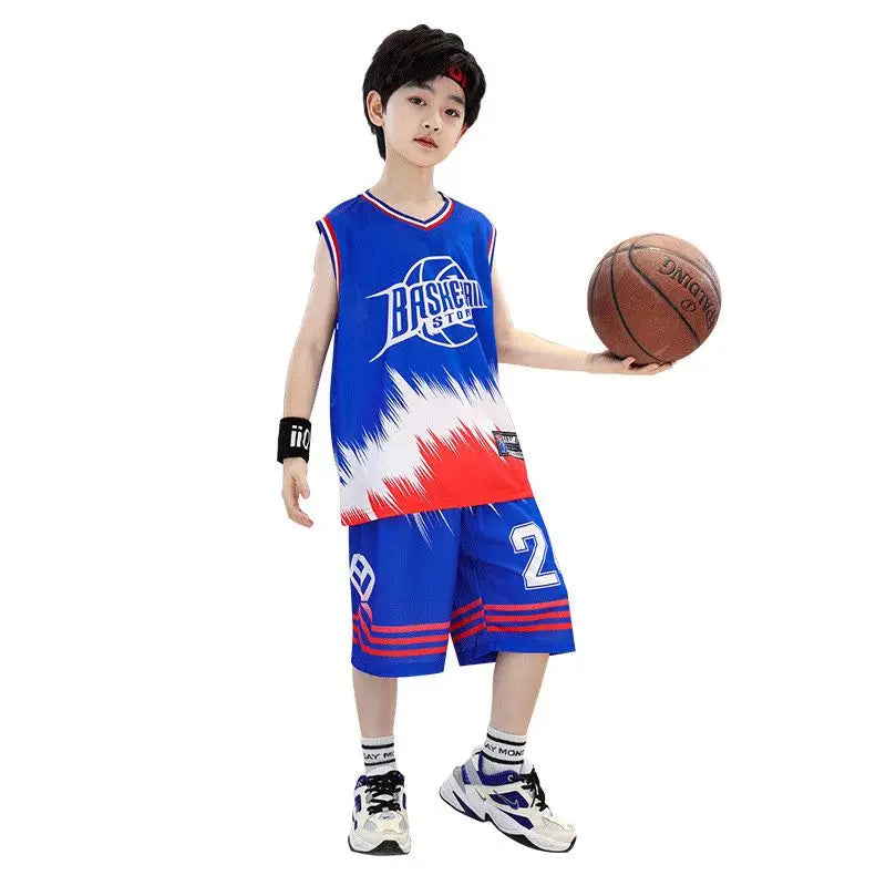 Boys Basketball Sports Suits | Quick-Dry Sleeveless Vest + Shorts 2-Pcs Sets | Kids Sports Outfits for 4-14 Years ShopOnlyDeal