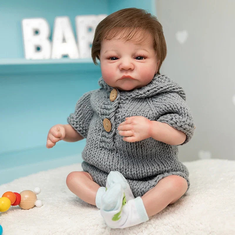 19inch Reborn Baby Doll Levi Awake Newborn Baby Size Hand Paint 3D Skin Visible Veins High Quality Collectilbe Doll Bebe Reborn ShopOnlyDeal