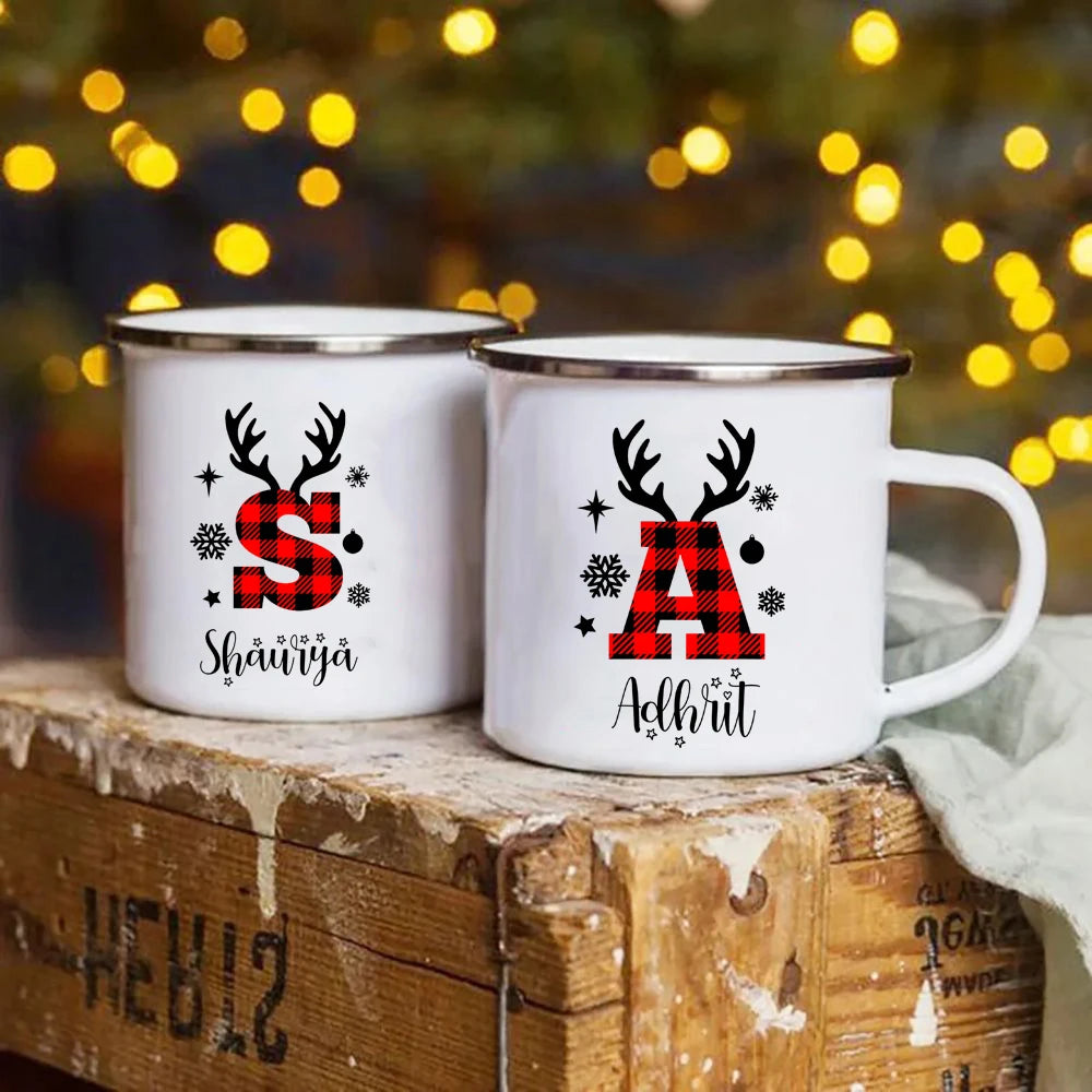 Personalised Christmas Enamel Name Mug Christmas Hot Chocolate Cup Xmas Eve Box Children's Mug Gift Stocking Filler ShopOnlyDeal