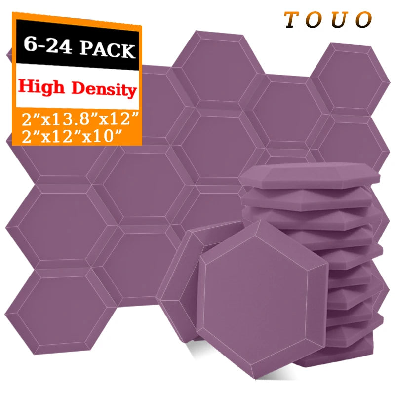 TOUO Hexagonal Acoustic Foam 6/12/24 Pcs Sound Foams Studio Acoustic Treatment High Density Wall Soundproofing Home Decoration ShopOnlyDeal