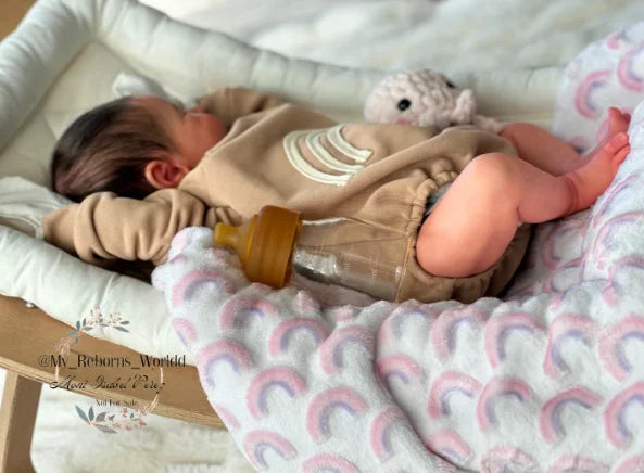 48CM Reborn Doll Handmade Very Lifelike Sleeping Baby Laura 3D Skin with Hand-Root Hair Visible Veins High Quality Toys ShopOnlyDeal