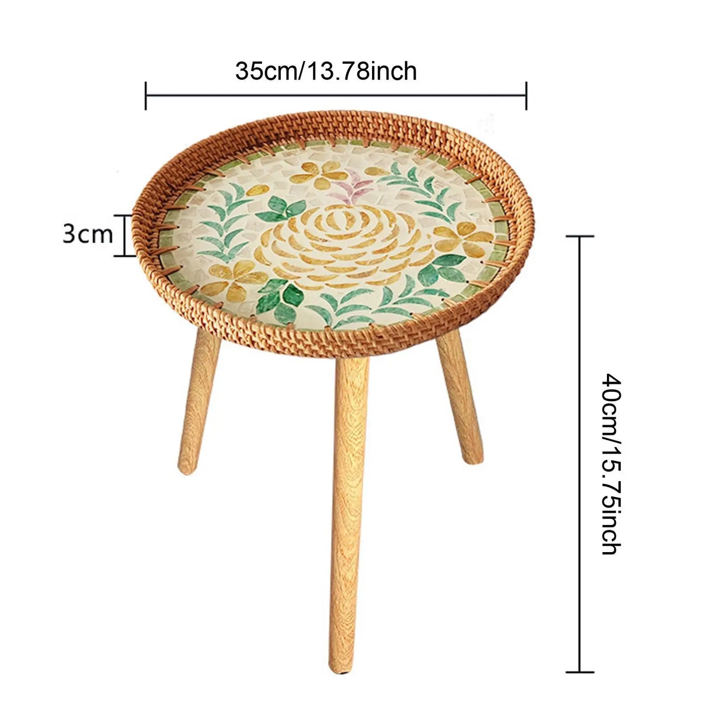 Rattan Side Table Accent Table Home Decor Convenient End Table NightStand Tea Table for Proch Balcony Indoor Farmhouse Bedroom ShopOnlyDeal