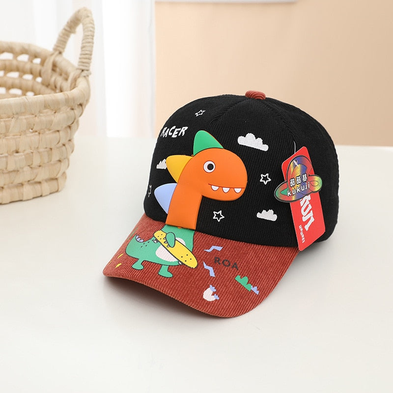 Cartoon Dinosaur Children Baseball Cap Cute Animal Kids Sun Hat Spring Corduroy Outdoor Boys Girls Peaked Caps Bonnet Gorras ShopOnlyDeal