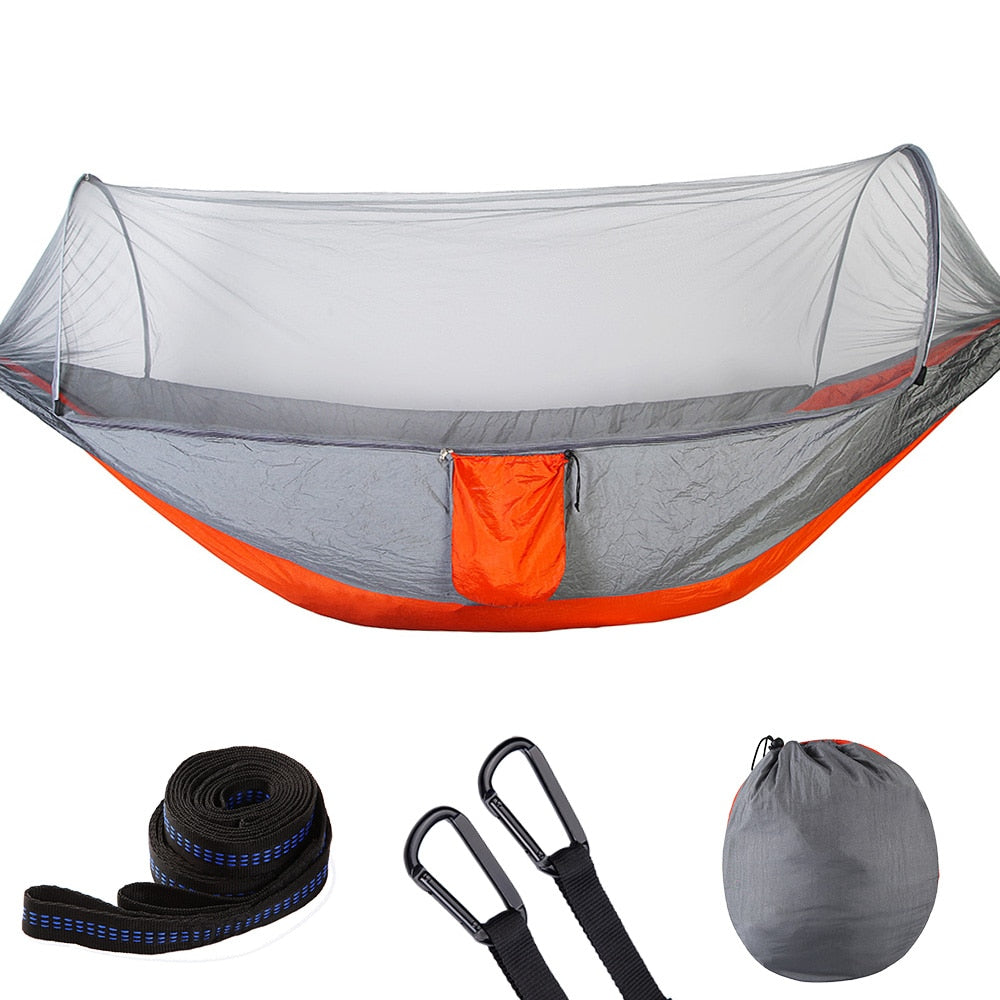 Experience Outdoor Bliss in 2023 with our Camping Hammock with Mosquito Net - Pop-Up Light, Portable Parachute Hammocks for Swing and Sleeping. Your Ultimate Camping Stuff! ShopOnlyDeal