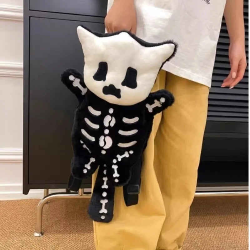 Y2k Skull Plush Backpack Cute Gothic Skeleton Toy Backpack Goth Doll Cartoon Anime Bag Travel Knapsack Birthday Halloween Gifts ShopOnlyDeal