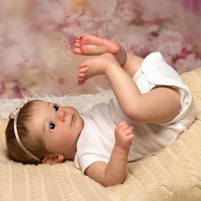 45cm Reborn Baby Doll Felicia Already Finished Doll with Rooted Hair Newborn Baby 3D Skin Visible Veins Real Looking Baby Dolls ShopOnlyDeal